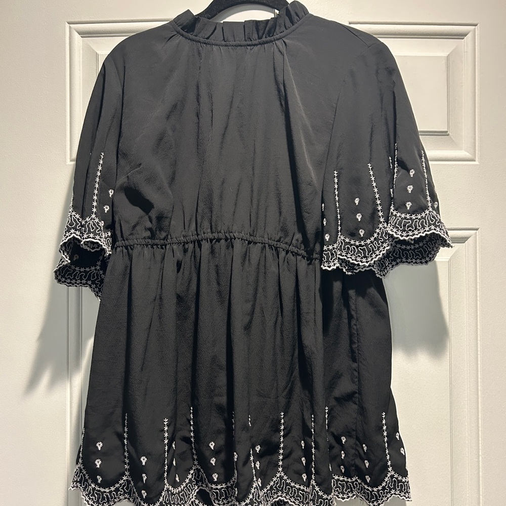 Elegant Black Embroidered Maternity Top